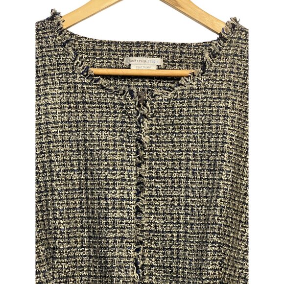 Van Heusen Studio Women Tweed Jacket XXL Black & White Raw Edges Preppy Office - Picture 3 of 16